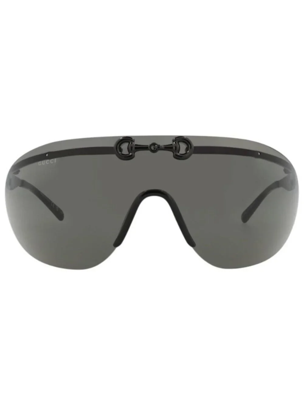New Gucci Mens Shield/Wrap Black Black Grey Fashion Designer Sunglasses
